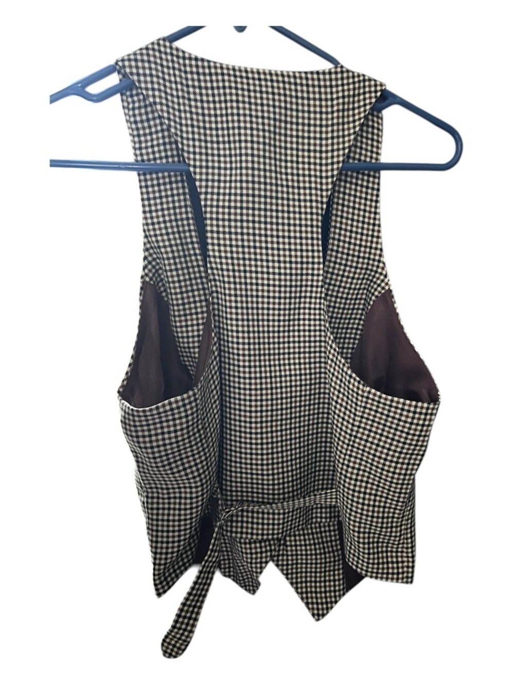 NWT Grace Karin Brown, white & Black Gingham Vest - Picture 2 of 6